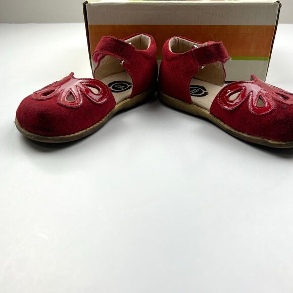 Livie & Luca Red Suede Petal Shoes - Picture 8 of 12